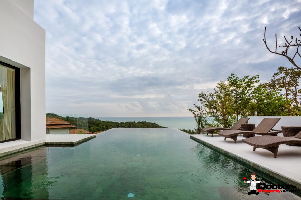 3 Bedroom Sea View Villa with Spacious Garden in Choeng Mon, Koh Samui – For Sale